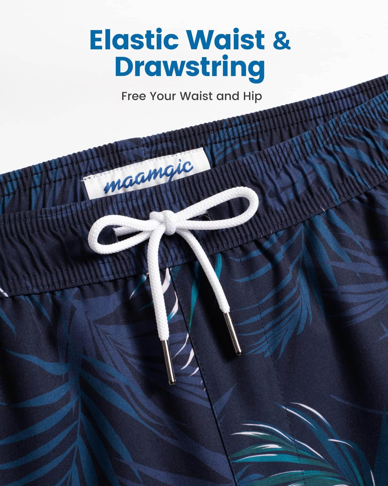 Mens Swim Trunks Compression Liner Quick Dry Zipper Pockets - VacationGrabs