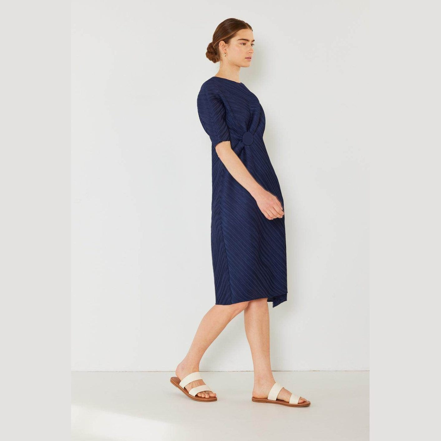 Pleated Dolman Sleeve Dress - VacationGrabs