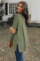 Jungle Green Cowl Neck Shift Tunic Top - VacationGrabs
