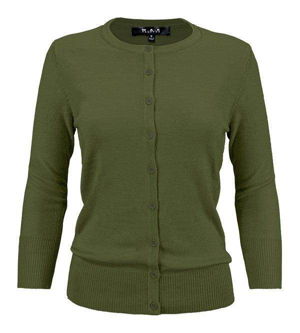 Crewneck Button Down Knit Cardigan Sweater - VacationGrabs