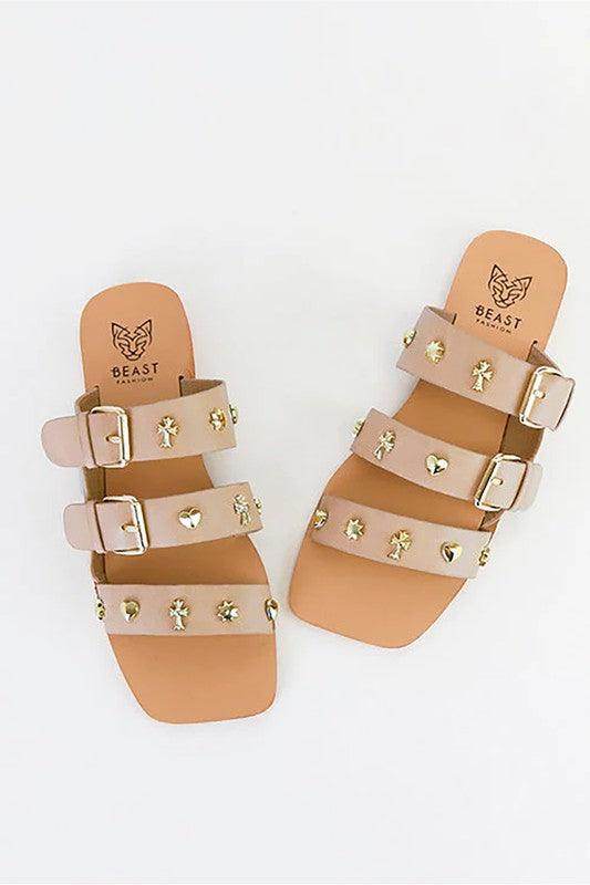 Women's Shoes D-Lana-02 Studed Flat Sandals - VacationGrabs