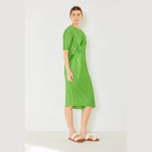 Pleated Dolman Sleeve Dress - VacationGrabs