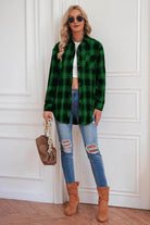 Plaid Button Up Dropped Shoulder Outerwear - VacationGrabs