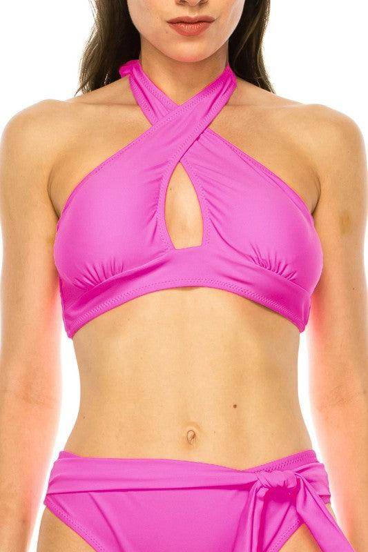 Two Piece Criss Cross Bow Tied Bikini - VacationGrabs