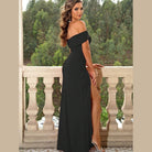 Off-Shoulder Split Maxi Dress - VacationGrabs
