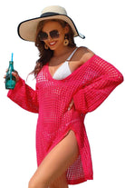 Crochet Side Split Beach Coverups Swimwear Dress - VacationGrabs