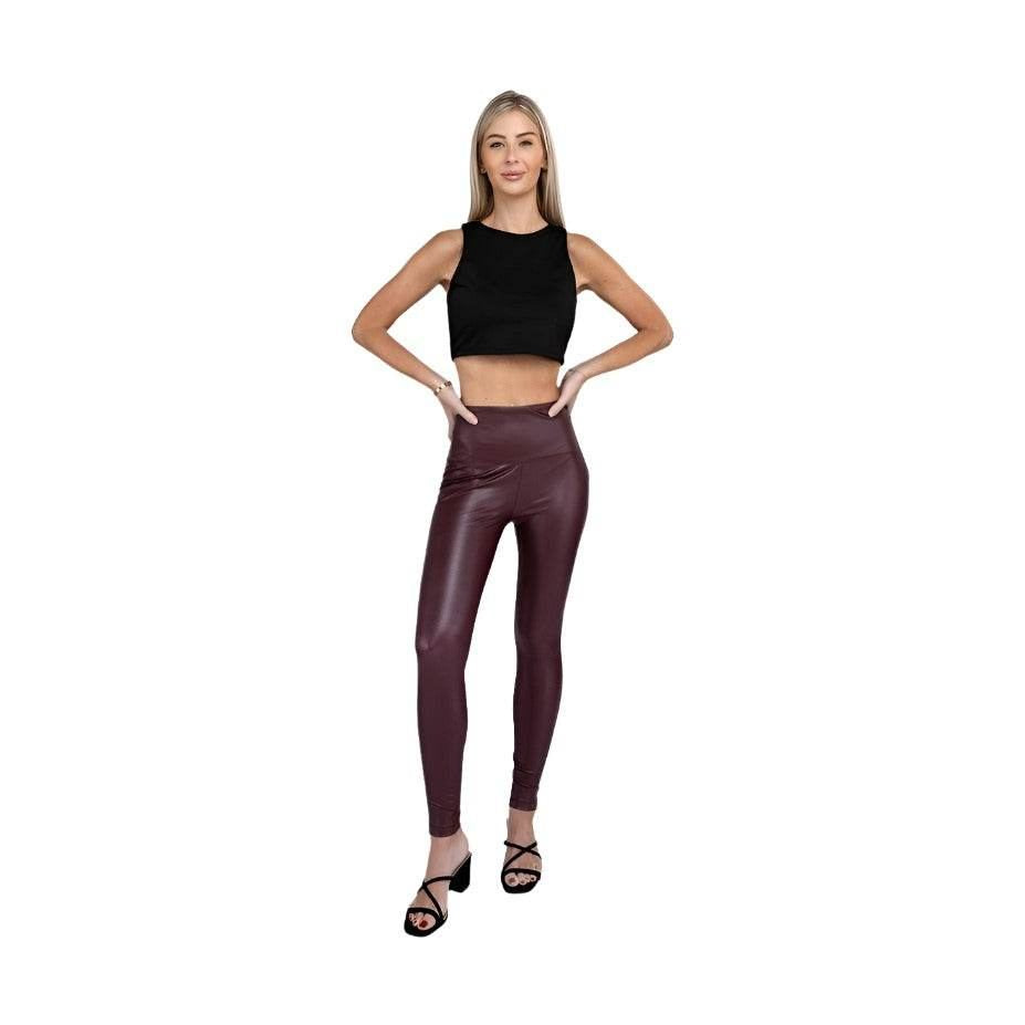High Rise Faux Leather Leggings - VacationGrabs