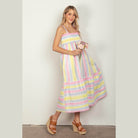 VERY J Striped Woven Smocked Midi Cami Dress - VacationGrabs