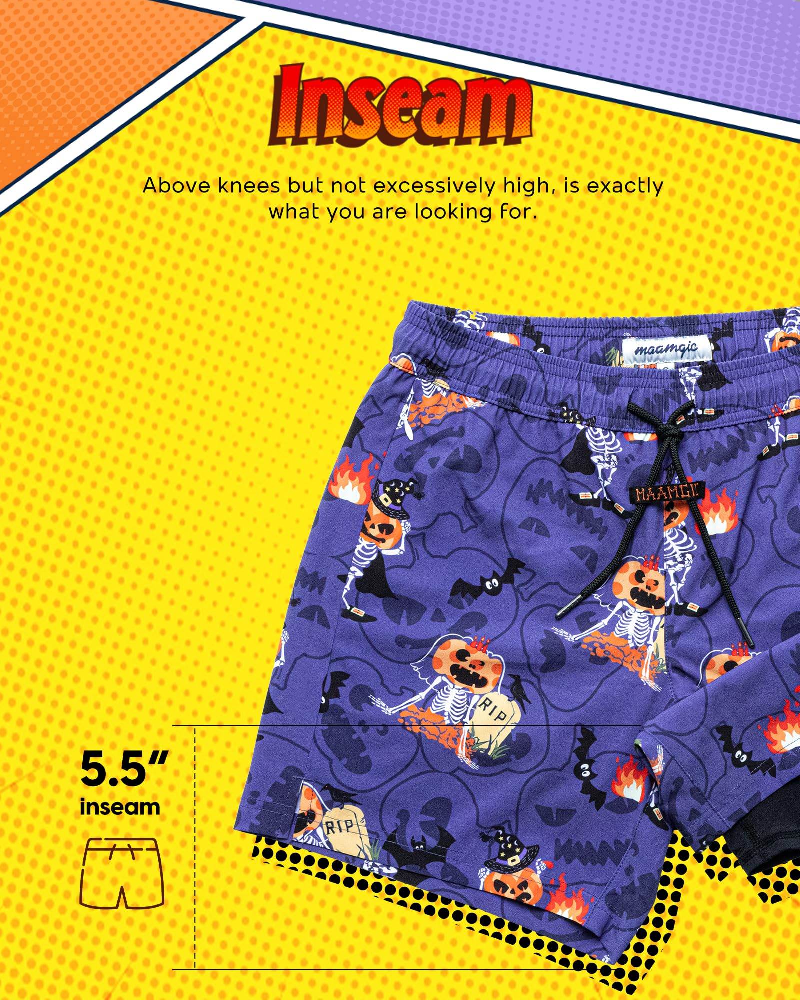 Mens Swim Trunks Compression Liner Quick Dry Zipper Pockets - VacationGrabs