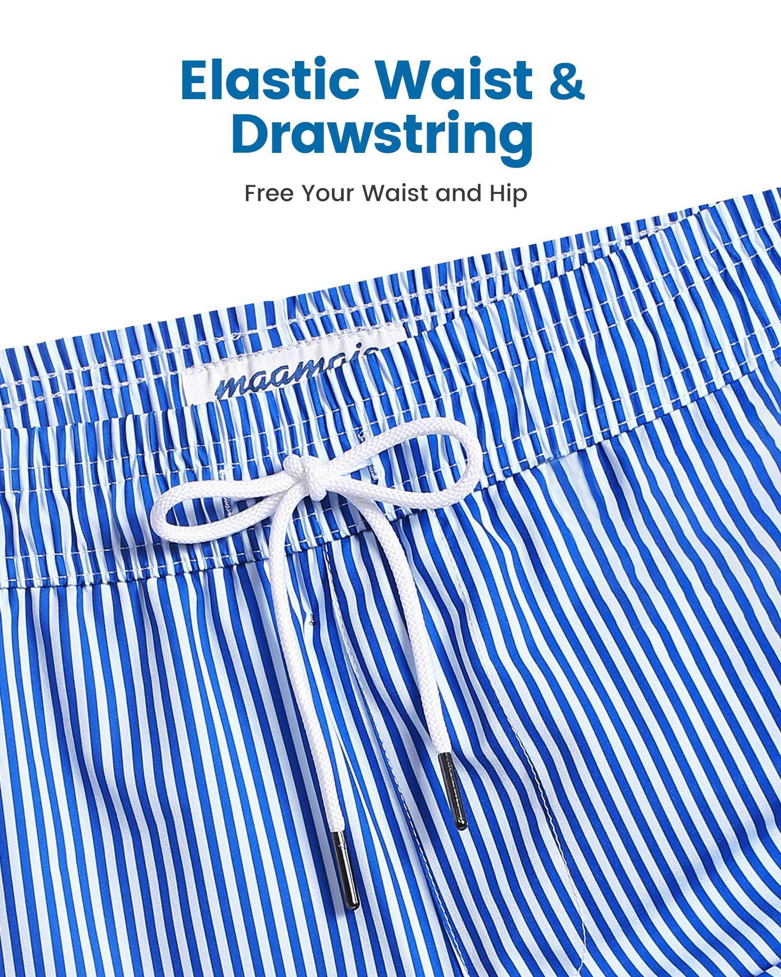 Mens Swim Trunks Compression Liner Quick Dry Zipper Pockets - VacationGrabs