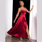 Spaghetti Strap Lace-Up Back Split Dress - VacationGrabs