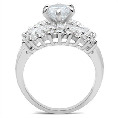 Elegant 925 silver engagement ring with a sparkling center stone and intricate band design