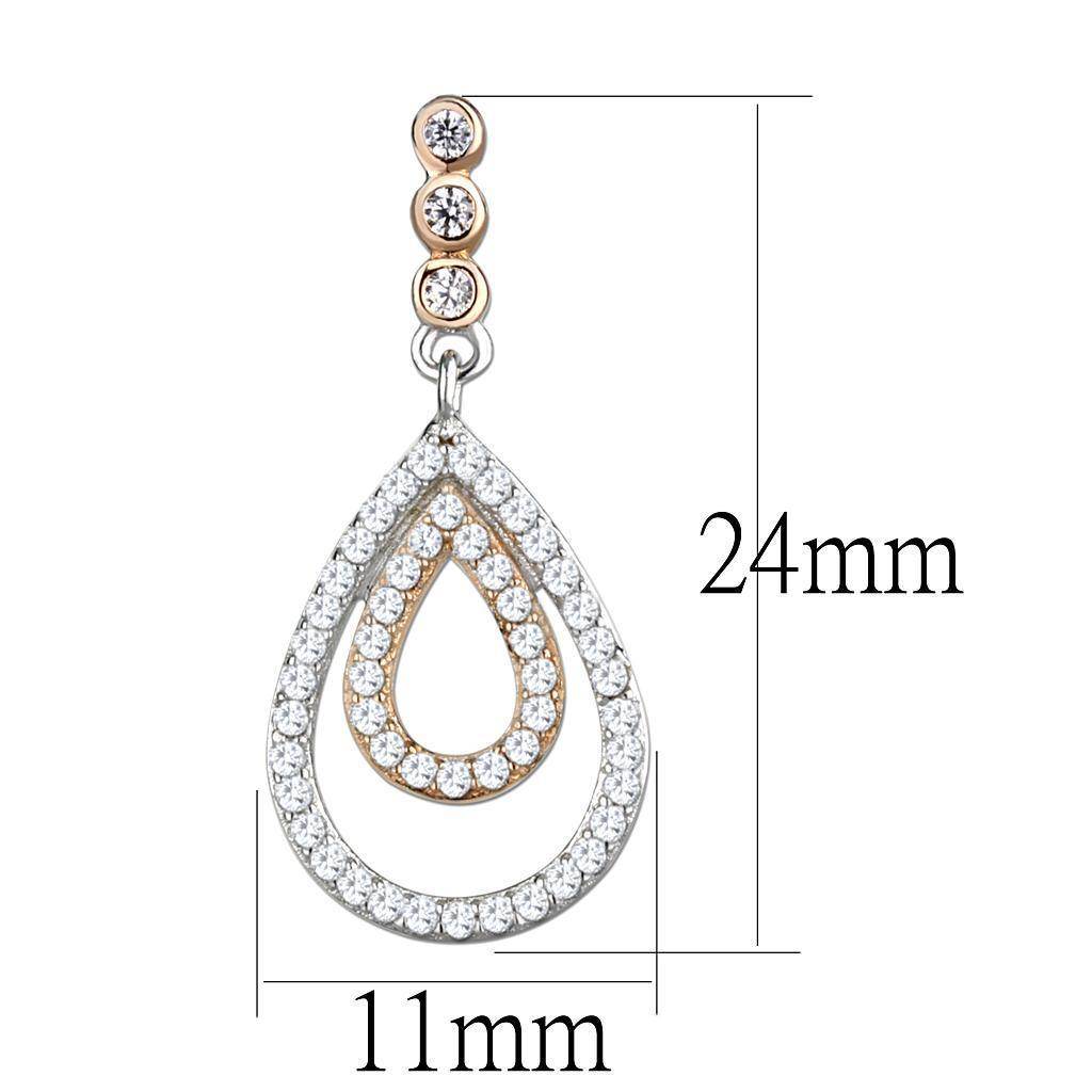 Elegant 925 sterling rhodium earrings for women featuring a teardrop design with sparkling stones