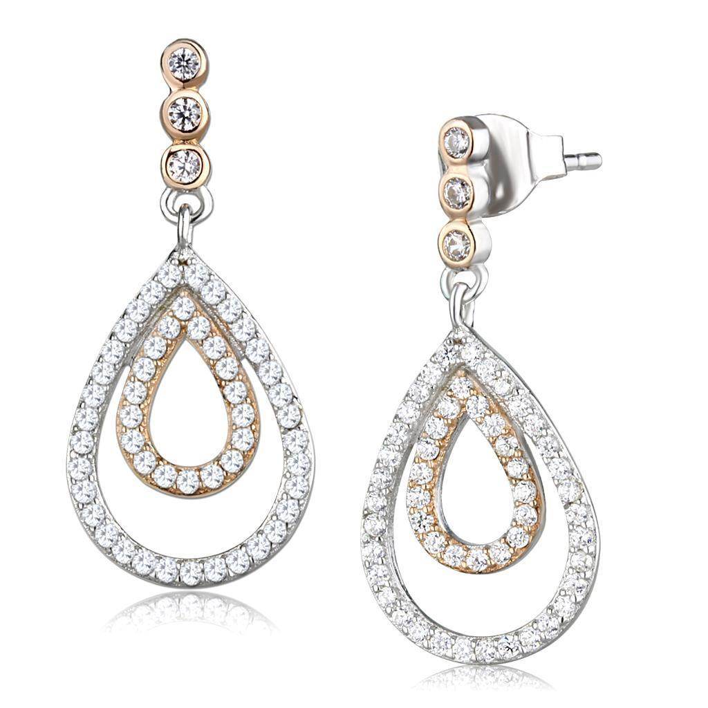 Elegant 925 sterling rhodium earrings for women featuring sparkling teardrop design with crystals