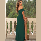 Off-Shoulder Split Maxi Dress - VacationGrabs