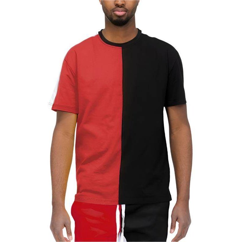 Two Tone Color Block Short Sleeve Tshirt - VacationGrabs