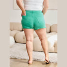 RFM Tummy Control High Waist Raw Hem Denim Shorts - VacationGrabs