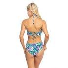Teal Floral High Neck One Piece - VacationGrabs
