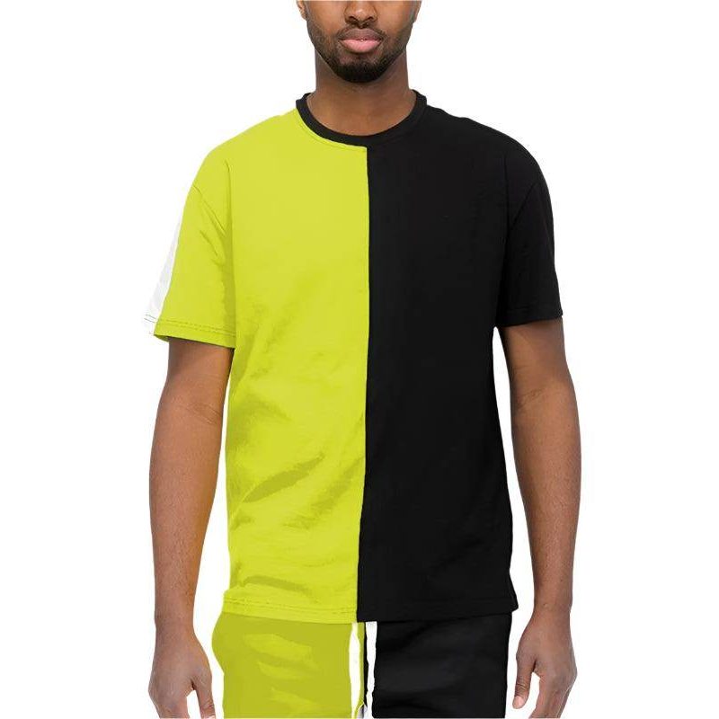 Two Tone Color Block Short Sleeve Tshirt - VacationGrabs