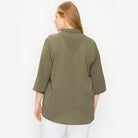 Plus Size Koshibo Roll Up Sleeve Top - VacationGrabs