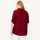 Plus Size Koshibo Roll Up Sleeve Top - VacationGrabs