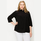 Plus Size Koshibo Roll Up Sleeve Top - VacationGrabs