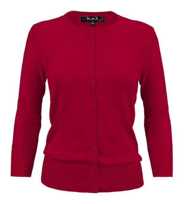 Crewneck Button Down Knit Cardigan Sweater - VacationGrabs