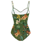 Green Floral Swimwear Womens One Piece + Cover Up - VacationGrabs