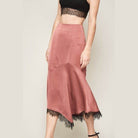 Rose Pink Solid Woven Midi Skirt - VacationGrabs