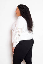 Blouse with Punched Sleeves - VacationGrabs