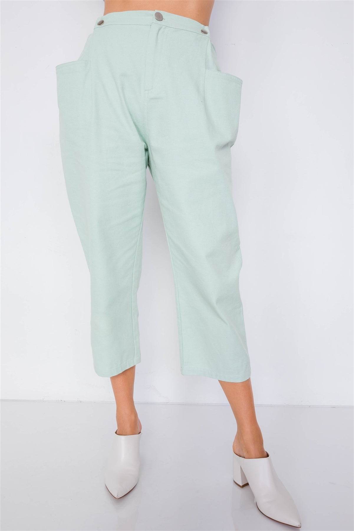 Pastel Chic Ankle Wide Leg Adjustable Waist Pants - VacationGrabs