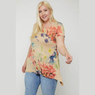 Multi-colored Watercolor Flower Print Tunic - VacationGrabs