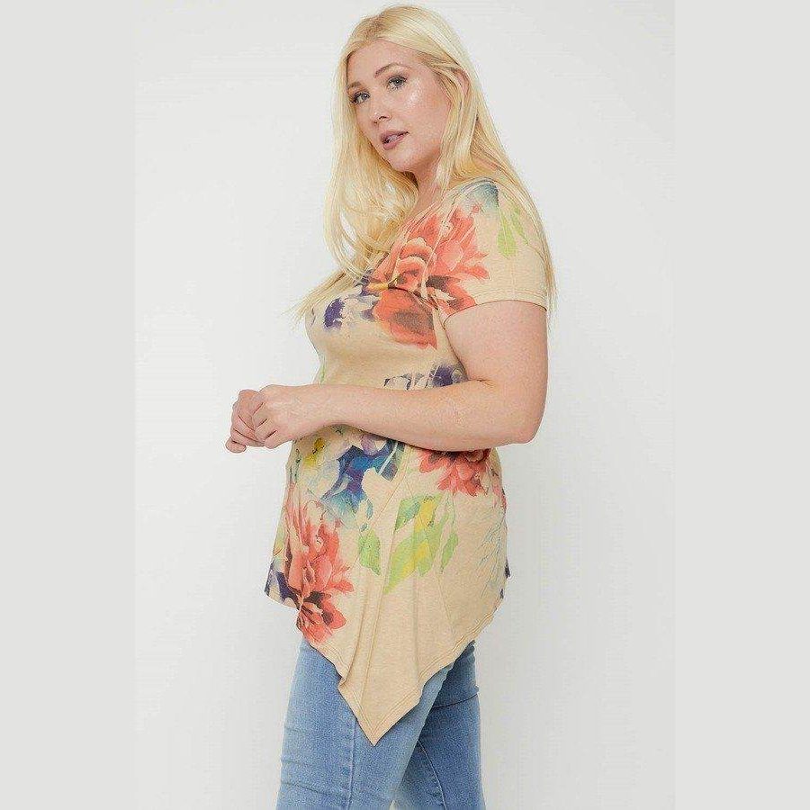 Multi-colored Watercolor Flower Print Tunic - VacationGrabs