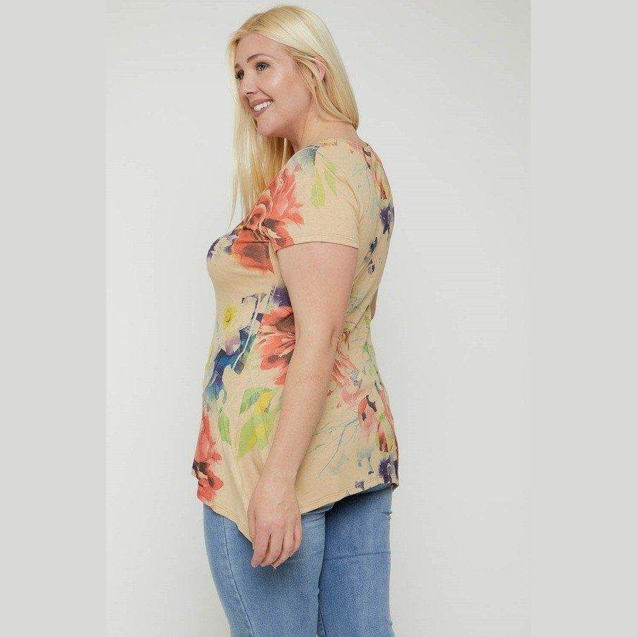 Multi-colored Watercolor Flower Print Tunic - VacationGrabs