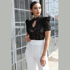 Lace Bodysuit W/front Key Hole Opening Details - VacationGrabs