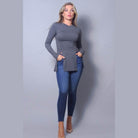 Sleek & Chic Fall Long Sleeve Slitted Top - VacationGrabs