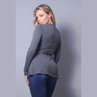 Sleek & Chic Fall Long Sleeve Slitted Top - VacationGrabs