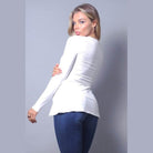 Sleek & Chic Fall Long Sleeve Slitted Top - VacationGrabs
