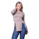 Sleek & Chic Fall Long Sleeve Slitted Top - VacationGrabs