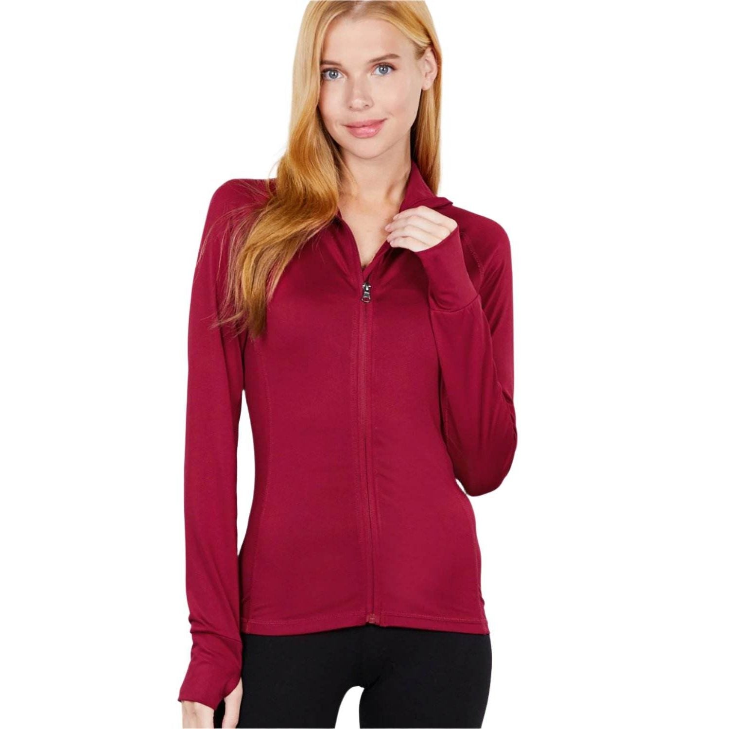 Womens Fitted Workout Track Jacket - VacationGrabs