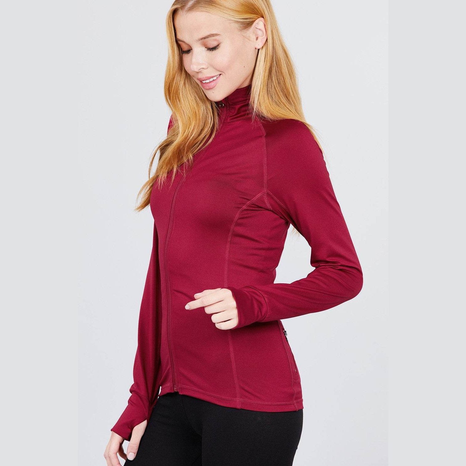 Womens Fitted Workout Track Jacket - VacationGrabs