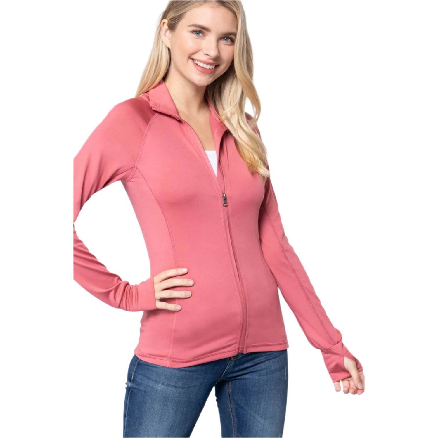 Womens Fitted Workout Track Jacket - VacationGrabs