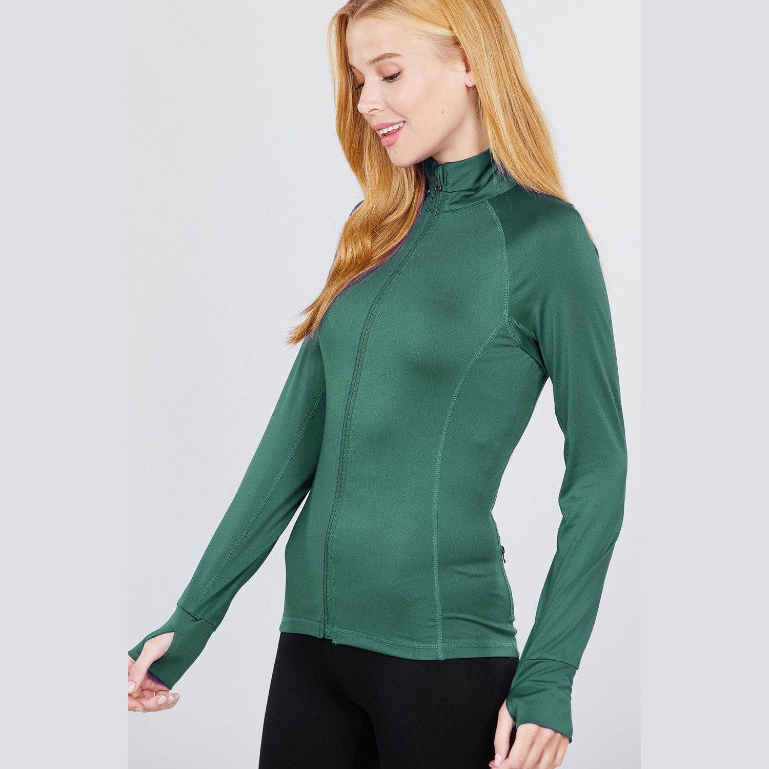 Womens Fitted Workout Track Jacket - VacationGrabs