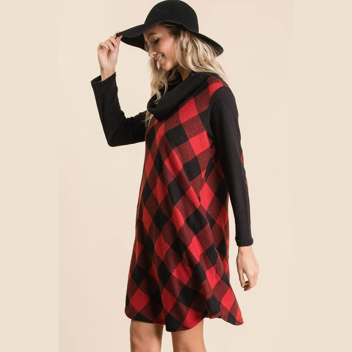 Buffalo Plaid Tartan Swing Dress - VacationGrabs