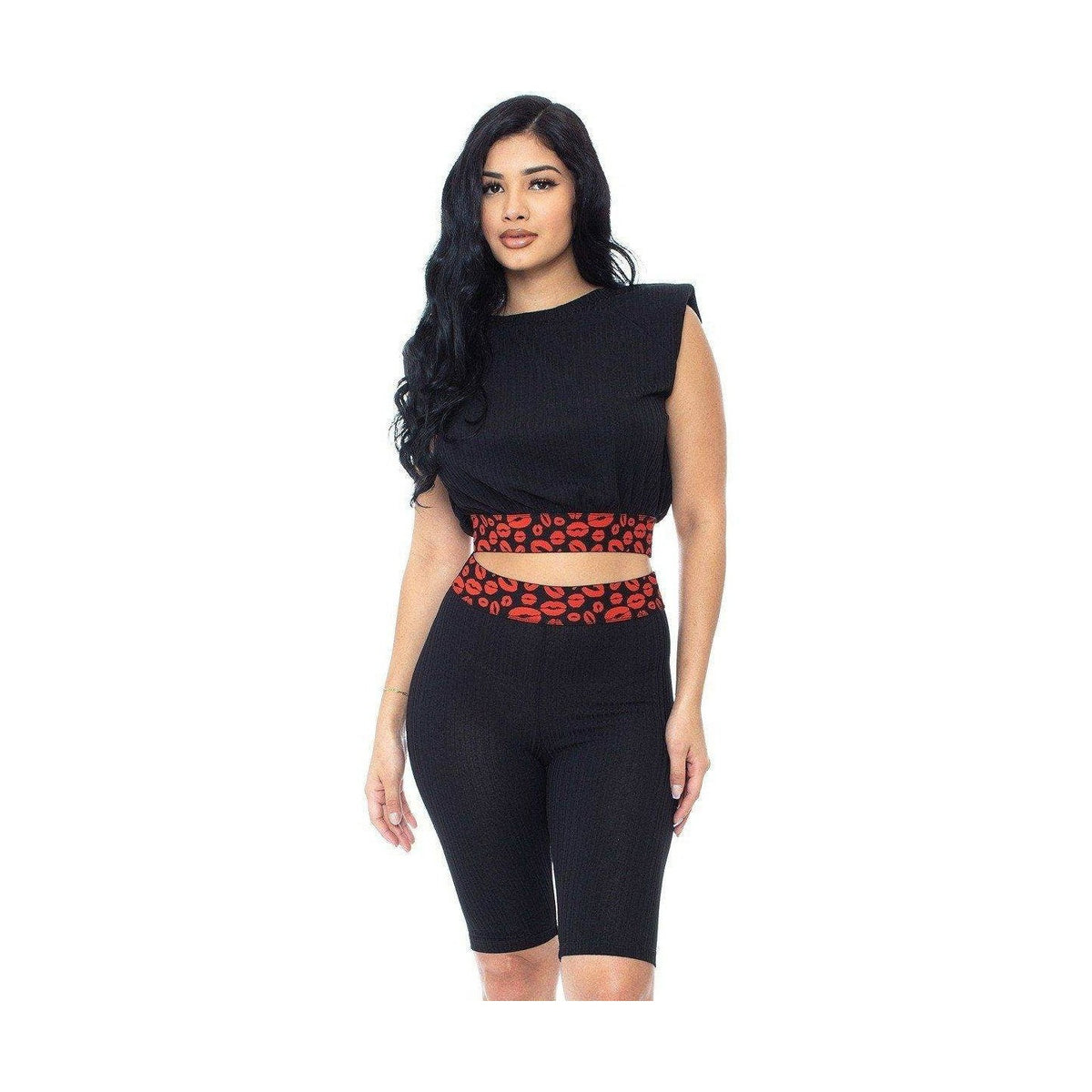 Shoulder Pad and Leopard Biker Shorts - VacationGrabs