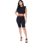 Shoulder Pad and Leopard Biker Shorts - VacationGrabs