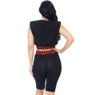 Shoulder Pad and Leopard Biker Shorts - VacationGrabs