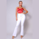 Sexy Spaghetti Strap Ruched Front Scarf Front Top - VacationGrabs