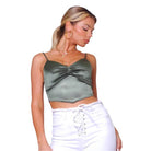Sexy Spaghetti Strap Ruched Front Scarf Front Top - VacationGrabs