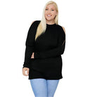 Plus Size Open Shoulder Long Sleeve Solid Tops - VacationGrabs
